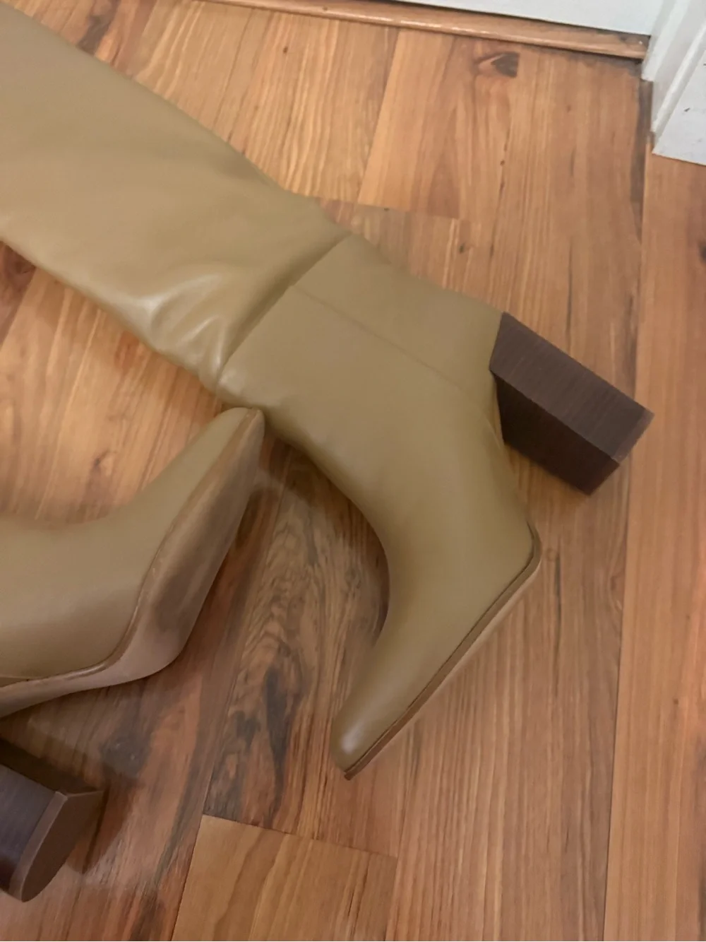 Zara Tan Over-the-Knee Leather Boots
